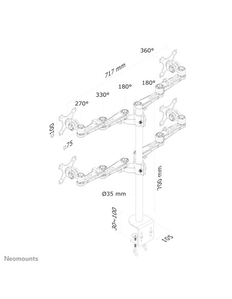 Neomounts FPMA-D935D4 Brazo de monitor 10-27"