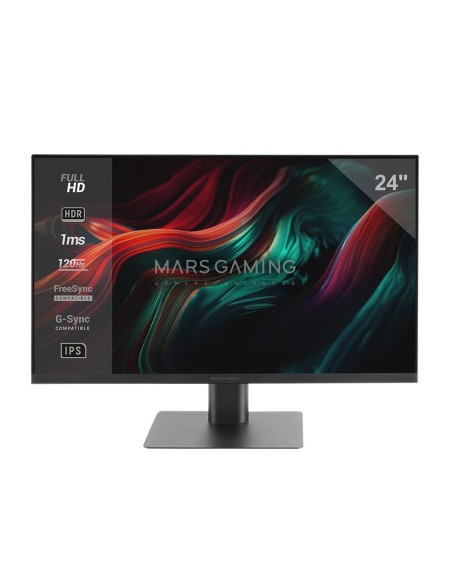 Mars Gaming MV-24, Monitor 24” IPS FHD 120Hz, HDR10 1ms, FreeSync y G-SYNC, Monitor PC con Altavoces Integrados, Inclinación