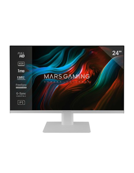 Mars Gaming MV-24, Monitor 24” IPS FHD 120Hz, HDR10 1ms, FreeSync y G-SYNC, Monitor PC con Altavoces Integrados, Inclinación