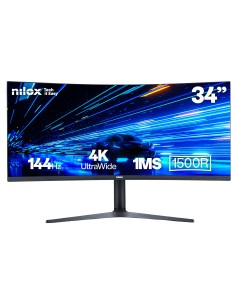 Nilox MONITOR 34" NXM344KD11 ULTRAWIDE 4K CURVO 144HZ 2HDMI 2DP 1MS MMDIA pantalla para PC 86,4 cm (34") 3440 x 1440 Pixeles