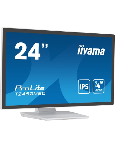 iiyama ProLite T2452MSC-W1 pantalla para PC 60,5 cm (23.8") 1920 x 1080 Pixeles Full HD LCD Pantalla táctil Multi-usuario Blanco