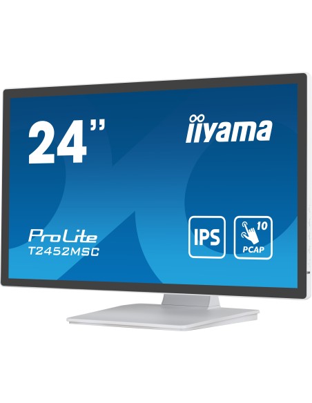 iiyama ProLite T2452MSC-W1 pantalla para PC 60,5 cm (23.8") 1920 x 1080 Pixeles Full HD LCD Pantalla táctil Multi-usuario Blanco