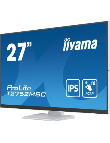 iiyama ProLite T2752MSC-W1 pantalla para PC 68,6 cm (27") 1920 x 1080 Pixeles Full HD LED Pantalla táctil Blanco