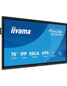 iiyama TE7515A-B1AG pantalla de señalización Panel plano interactivo 190,5 cm (75") Wifi 550 cd   m² 4K Ultra HD Negro Pantalla
