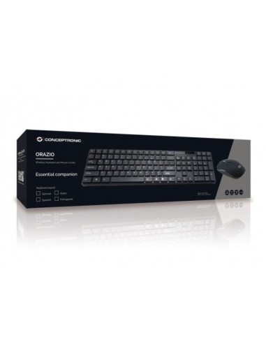 Conceptronic Orazio teclado Ratón incluido Hogar RF inalámbrico QWERTY Español Negro