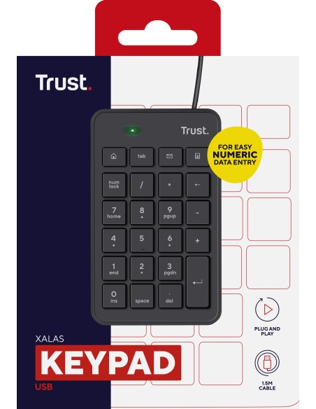 Trust 22221 teclado numérico Portátil PC USB Negro