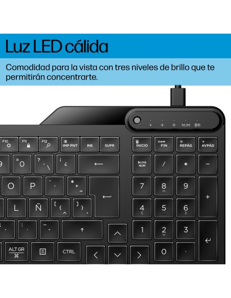 HP Teclado con cable retroiluminado multidispositivo 405