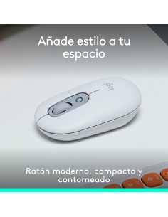 Logitech POP Mouse, ratón inalámbrico Bluetooth compacto y portátil con botones programables y clics discretos, tecnología 2