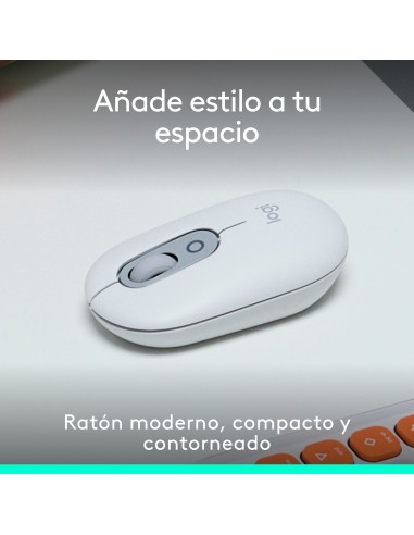 Logitech POP Mouse, ratón inalámbrico Bluetooth compacto y portátil con botones programables y clics discretos, tecnología