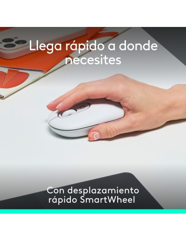 Logitech POP Mouse, ratón inalámbrico Bluetooth compacto y portátil con botones programables y clics discretos, tecnología