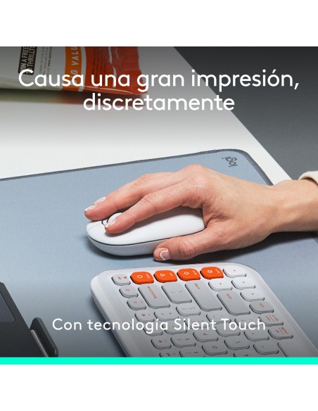 Logitech POP Mouse, ratón inalámbrico Bluetooth compacto y portátil con botones programables y clics discretos, tecnología