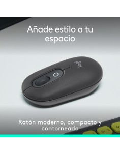 Logitech POP Mouse, ratón inalámbrico Bluetooth compacto y portátil con botones programables y clics discretos, tecnología 2