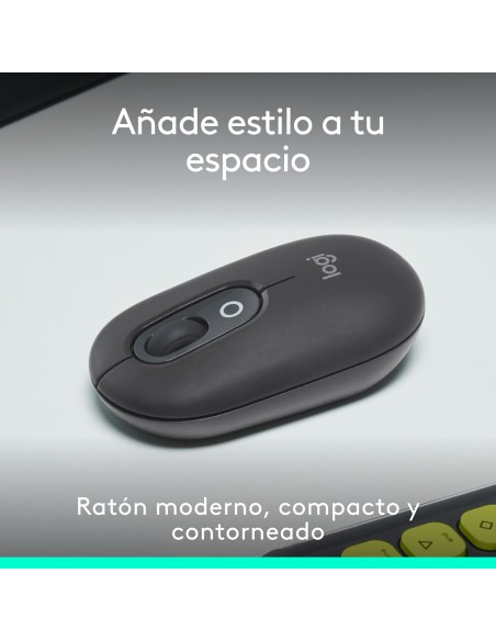 Logitech POP Mouse, ratón inalámbrico Bluetooth compacto y portátil con botones programables y clics discretos, tecnología