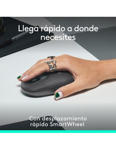 Logitech POP Mouse, ratón inalámbrico Bluetooth compacto y portátil con botones programables y clics discretos, tecnología