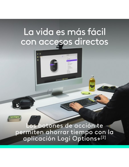 Logitech POP Mouse, ratón inalámbrico Bluetooth compacto y portátil con botones programables y clics discretos, tecnología