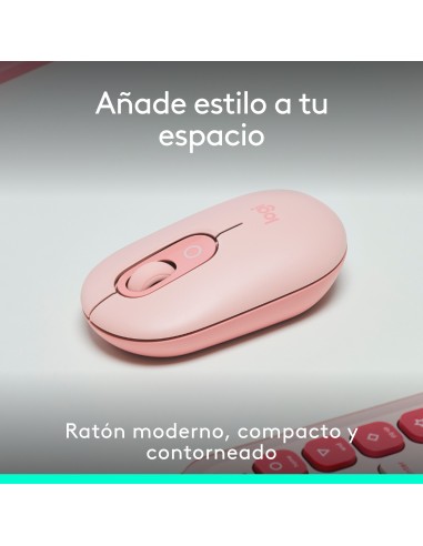 Logitech POP Mouse, ratón inalámbrico Bluetooth compacto y portátil con botones programables y clics discretos, tecnología