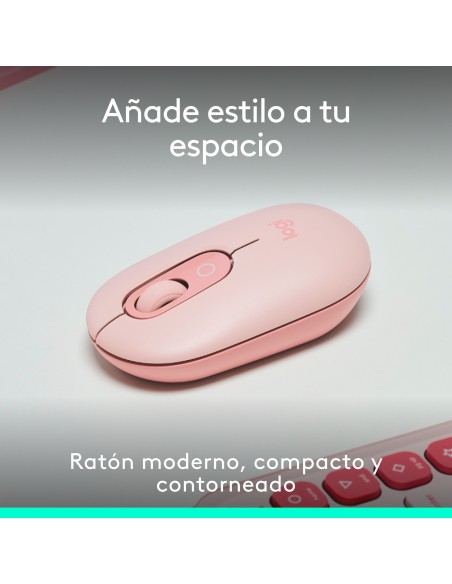 Logitech POP Mouse, ratón inalámbrico Bluetooth compacto y portátil con botones programables y clics discretos, tecnología
