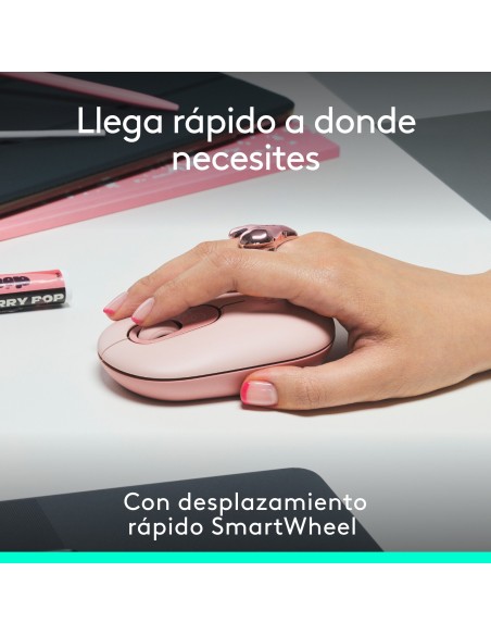 Logitech POP Mouse, ratón inalámbrico Bluetooth compacto y portátil con botones programables y clics discretos, tecnología