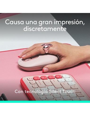 Logitech POP Mouse, ratón inalámbrico Bluetooth compacto y portátil con botones programables y clics discretos, tecnología