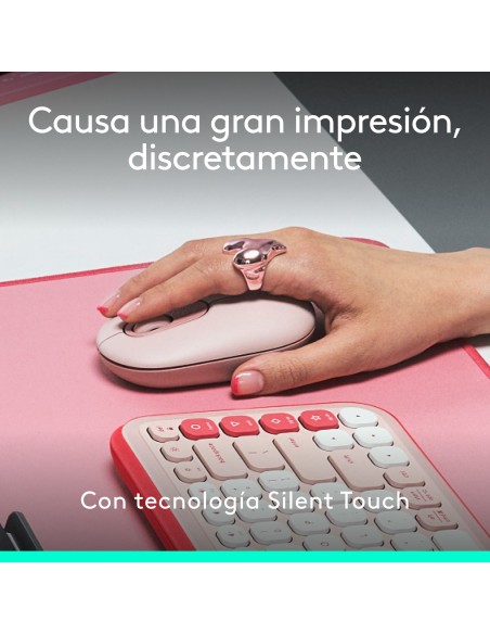 Logitech POP Mouse, ratón inalámbrico Bluetooth compacto y portátil con botones programables y clics discretos, tecnología