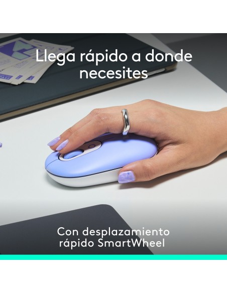 Logitech POP Mouse, ratón inalámbrico Bluetooth compacto y portátil con botones programables y clics discretos, tecnología