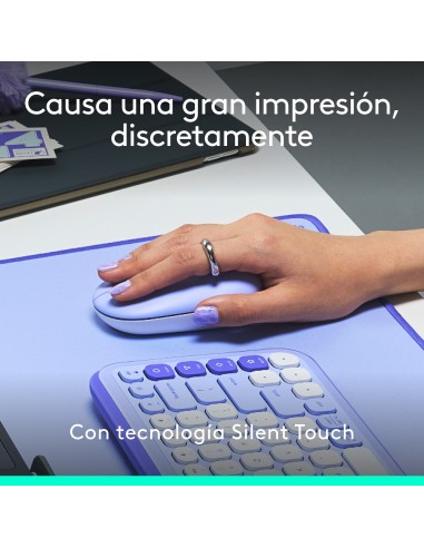 Logitech POP Mouse, ratón inalámbrico Bluetooth compacto y portátil con botones programables y clics discretos, tecnología