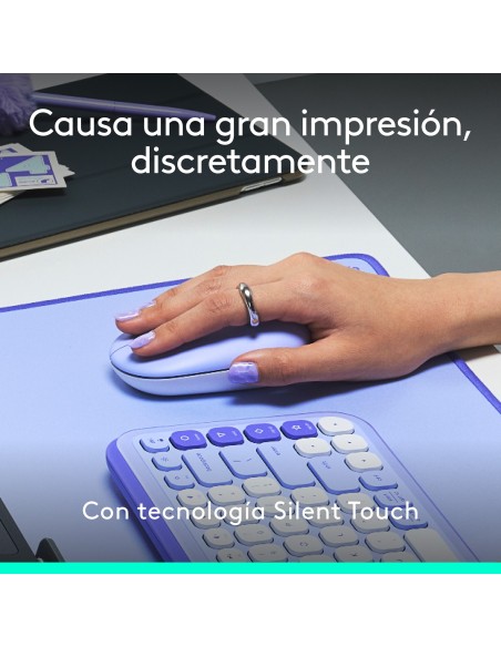 Logitech POP Mouse, ratón inalámbrico Bluetooth compacto y portátil con botones programables y clics discretos, tecnología