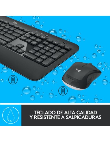 Logitech 920-008680 teclado Ratón incluido Universal RF inalámbrico QWERTY Español Negro, Blanco