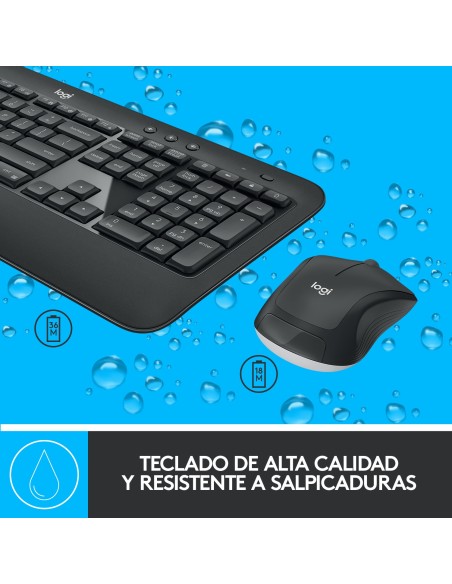 Logitech 920-008680 teclado Ratón incluido Universal RF inalámbrico QWERTY Español Negro, Blanco