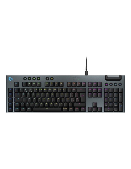 Logitech G Teclado mecánico para gaming con cable de perfil bajo G915 X, teclas de PBT de doble moldeado, teclas totalmente