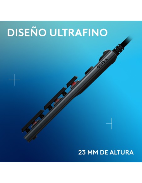 Logitech G Teclado mecánico para gaming con cable de perfil bajo G915 X, teclas de PBT de doble moldeado, teclas totalmente