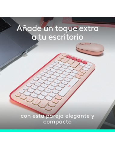 Logitech POP ICON COMBO, combinación de teclado y ratón Bluetooth, escritura cómoda, teclas y botones programables, clics