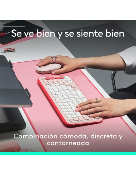 Logitech POP ICON COMBO, combinación de teclado y ratón Bluetooth, escritura cómoda, teclas y botones programables, clics