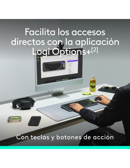 Logitech POP ICON COMBO, combinación de teclado y ratón Bluetooth, escritura cómoda, teclas y botones programables, clics