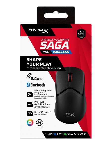 HyperX Pulsefire Saga Pro  ratón gaming inalámbrico (negro)
