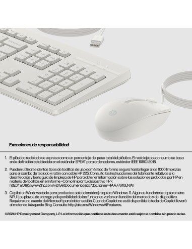 HP Combo de teclado y ratón con cable 225
