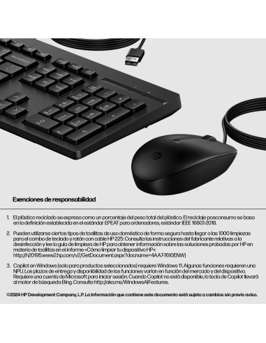 HP Combo de teclado y ratón con cable 225