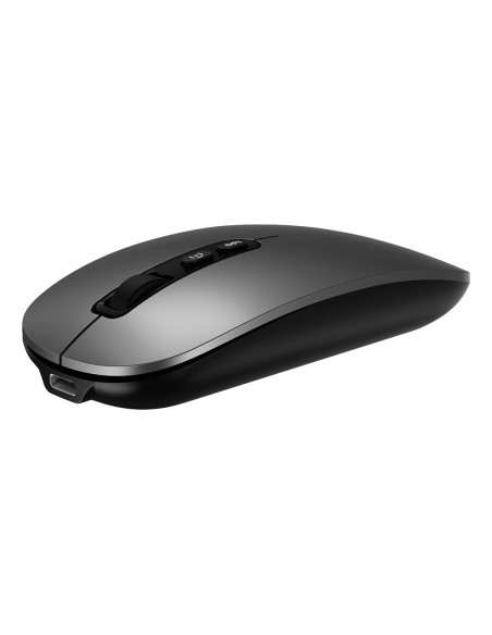 CoolBox RATON W02 IA GRIS INALAMBRICO RECARGABLE 500MAH RF+BT 1600DPI COPILOT SILENTCLICK