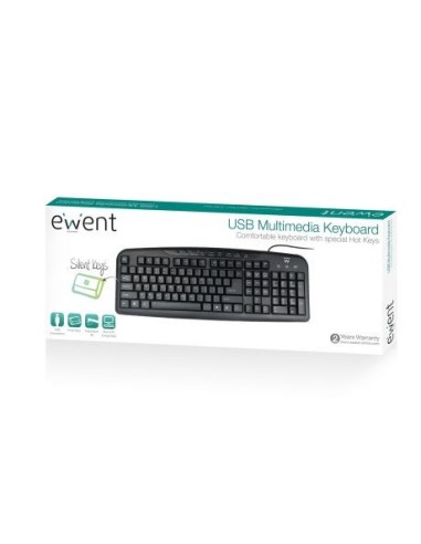 Ewent EW3195 teclado Hogar USB QWERTZ Portugués Negro