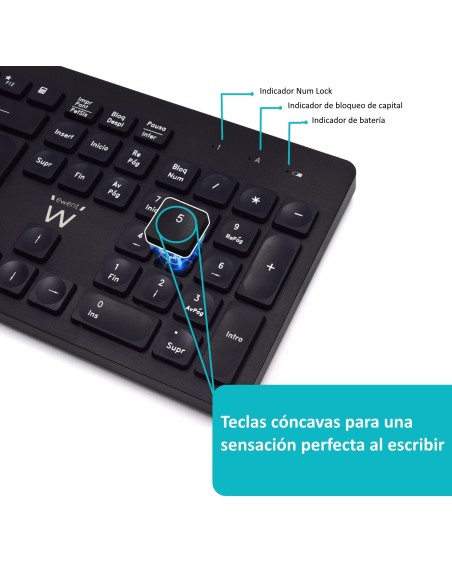 Ewent EW3256 teclado Ratón incluido Universal RF inalámbrico QWERTY Español Negro