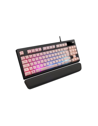 Mars Gaming MKAXPES Teclado Compacto TKL H-Mech, Iluminación RGB 9 Efectos, Reposamuñecas Gel, Rosa, Idioma Español