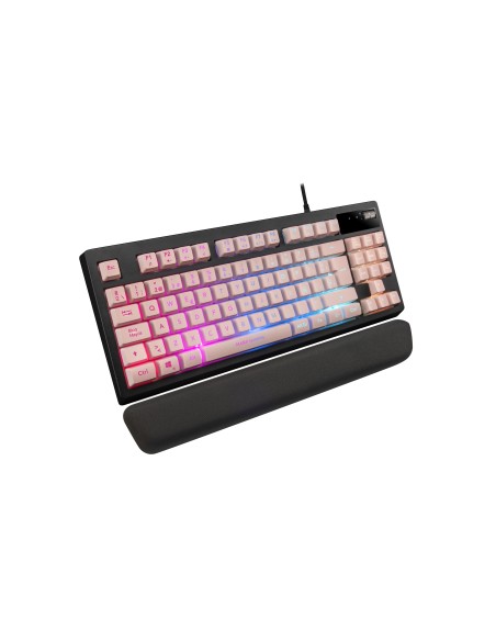 Mars Gaming MKAXPES Teclado Compacto TKL H-Mech, Iluminación RGB 9 Efectos, Reposamuñecas Gel, Rosa, Idioma Español