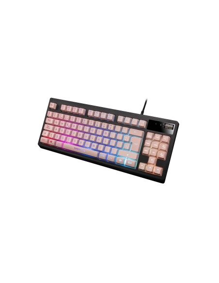 Mars Gaming MKAXPES Teclado Compacto TKL H-Mech, Iluminación RGB 9 Efectos, Reposamuñecas Gel, Rosa, Idioma Español