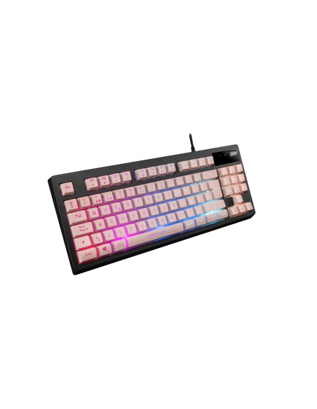 Mars Gaming MKAXPES Teclado Compacto TKL H-Mech, Iluminación RGB 9 Efectos, Reposamuñecas Gel, Rosa, Idioma Español