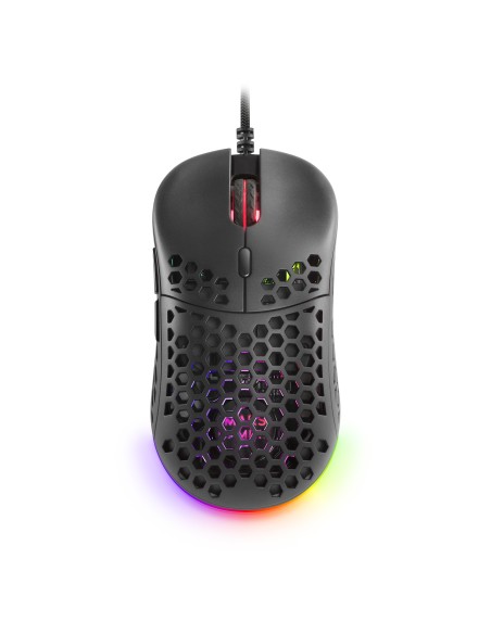Mars Gaming MM55 Negro, Ratón Gaming RGB Chroma, Ultra-ligero 55g, 12800 DPI, Switches Mecánicos Programables HUANO