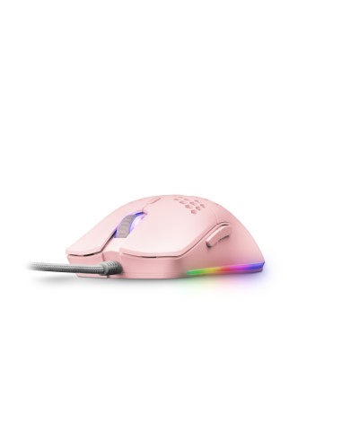 Mars Gaming MMAX, Ratón Ultraligero 69g, Óptico 12400DPI, Chroma RGB, Soft, Rosa