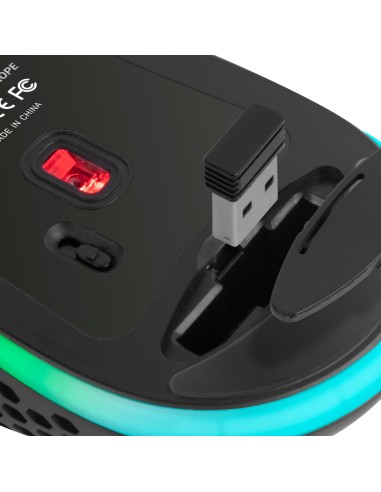 Mars Gaming MMW3, Ratón Gaming Inalámbrico, RGB Flow, Ultraligero 79g, 3200DPI, Negro