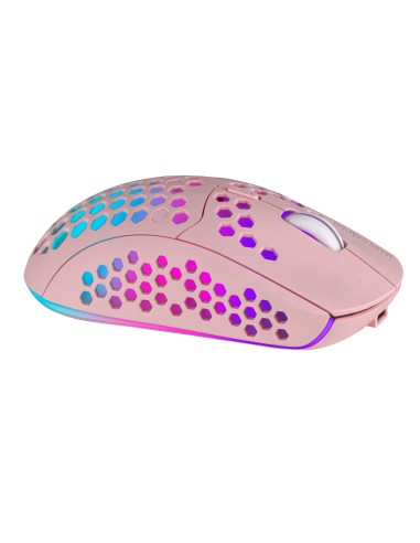 Mars Gaming MMW3P, Ratón Gaming Inalámbrico, RGB Flow, Ultraligero 79g, 3200DPI, Rosa