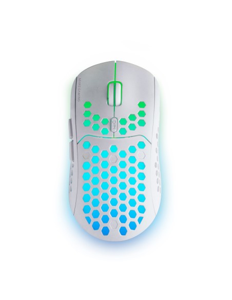 Mars Gaming MMW3W, Ratón Gaming Inalámbrico, RGB Flow, Ultraligero 79 g, 3200 DPI, Blanco
