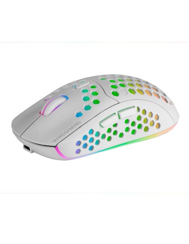 Mars Gaming MMW3W, Ratón Gaming Inalámbrico, RGB Flow, Ultraligero 79 g, 3200 DPI, Blanco